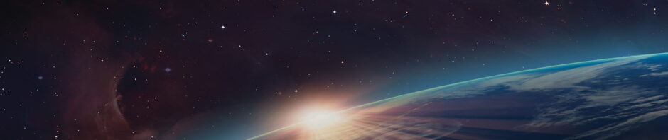 Sunrise breaking over the curve of Earth viewed from space